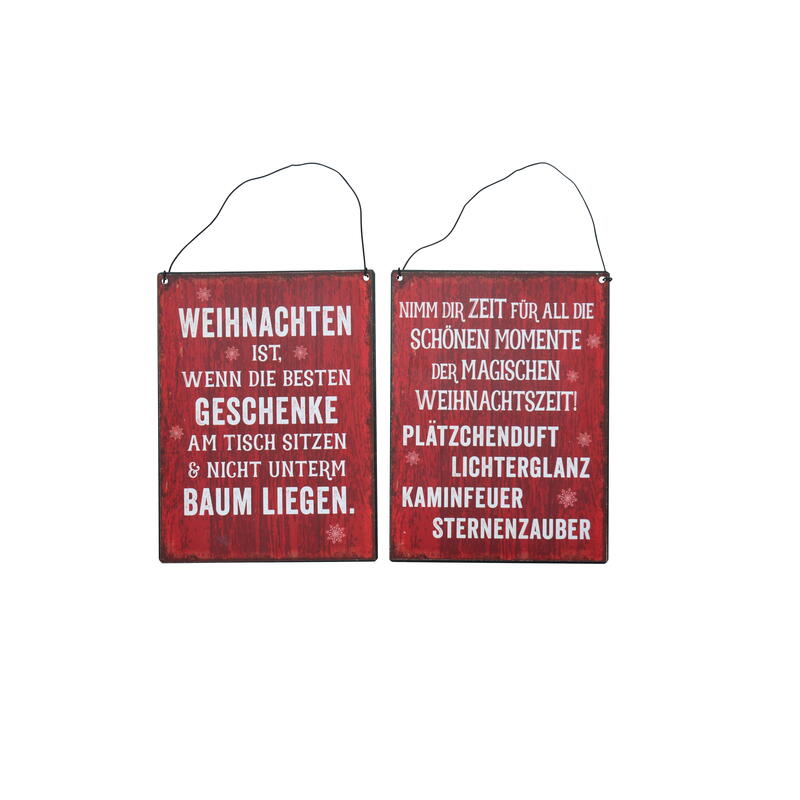 Blechschilder Weihnachten rot, Dekoschild, Schild, Metallschild