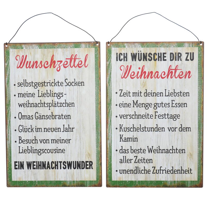 Blechschilder Wunschzettel, Dekoschild, Schild, Metallschild, Weihnachtsschild, Weihnachtsdeko