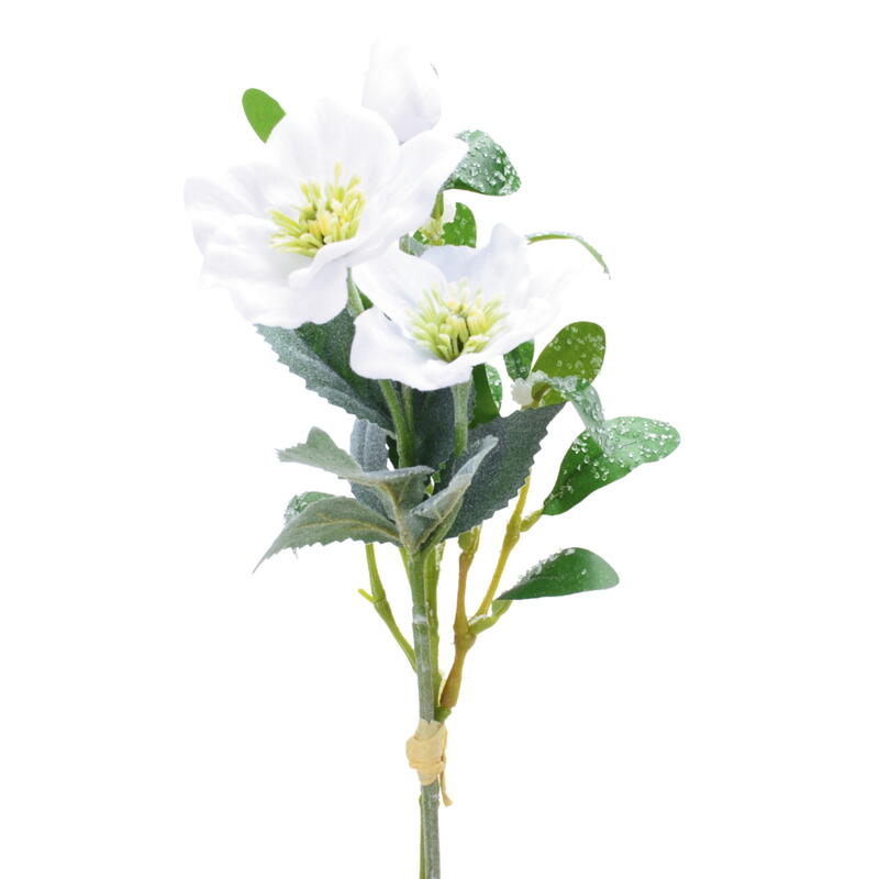 Christrosen-Mistelbund, k�nstliche Christrose, Mistelzweig mit Christrose, Winterdeko, Weihnachtsdeko, Seidenblumen, Kunstblume