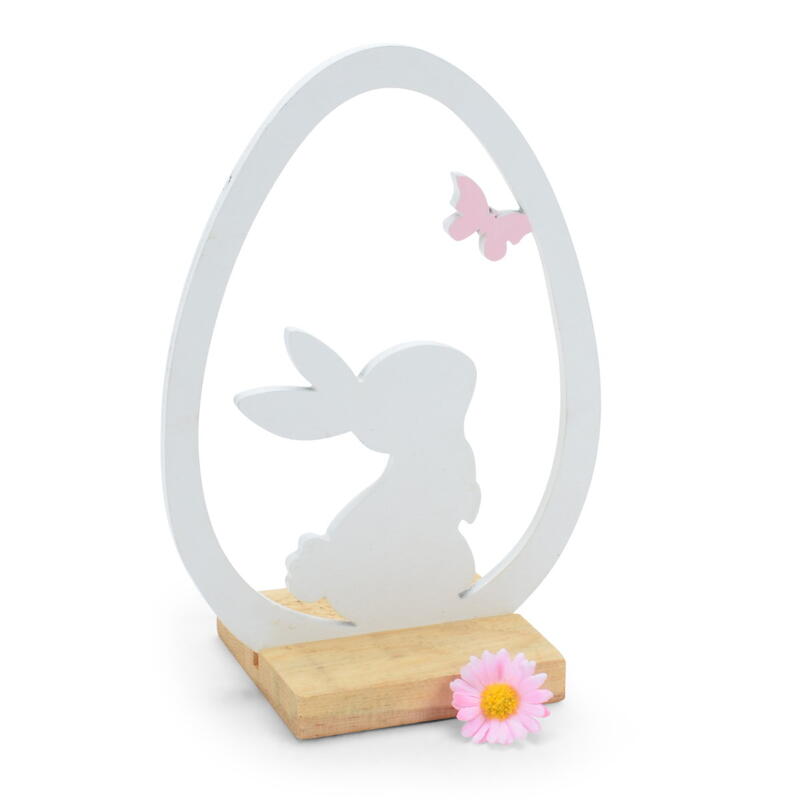 Deko-Aufsteller Ei mit Hase, Osterei, Osterdeko, Holz-Ei Deko