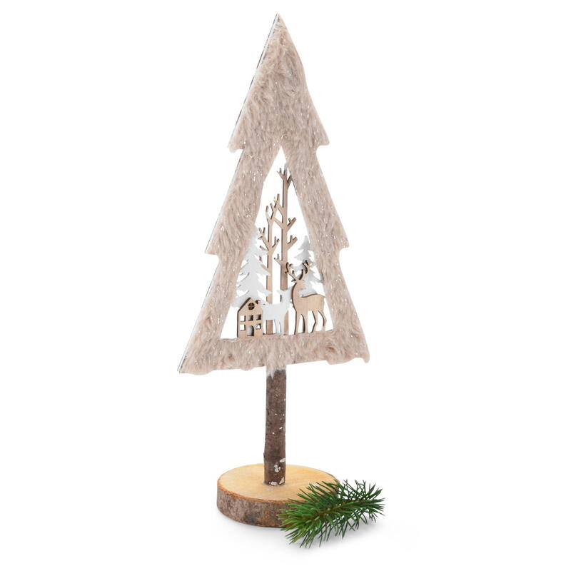 Deko-Baum, Dekobaum, Holzbaum, Baum mit Waldmotiv, Weihnachtsdeko, Holz-Baum, Baum