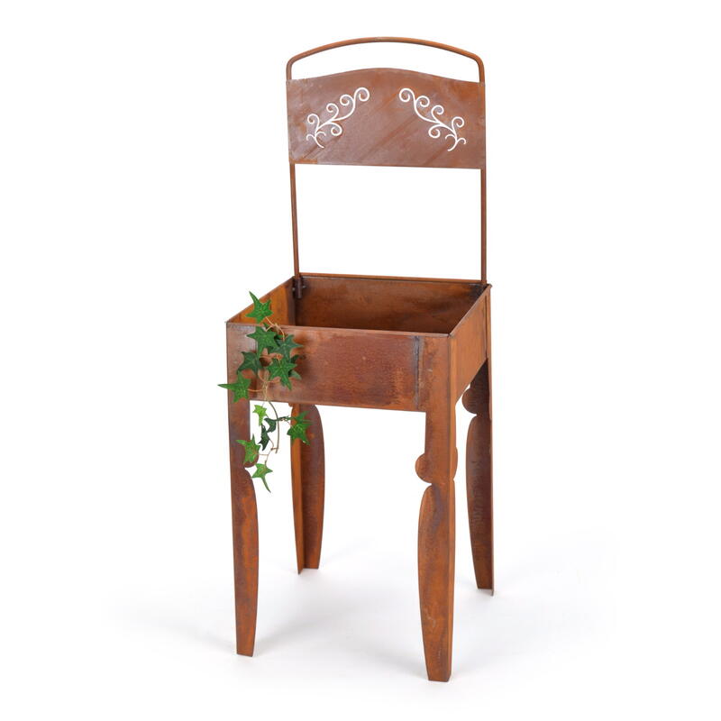 Deko-Stuhl zum Bepflanzen, Roststuhl, Rostdeko, Gartendeko, Pflanzschale für Garten