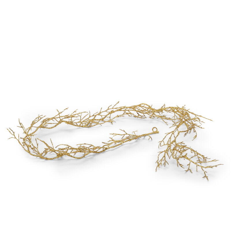Deko-Zweig-Girlande gold, Glittergirlande, Dekogirlande, Girlande, Weihnachtsgirlande, Weihnachtsdeko 