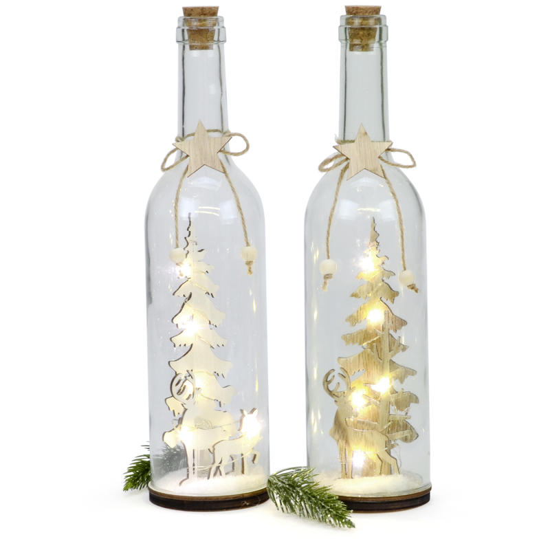 Weihnachtsdeko Flasche LED Hirsch  Beleuchtung Winter Weihnachten DEKO