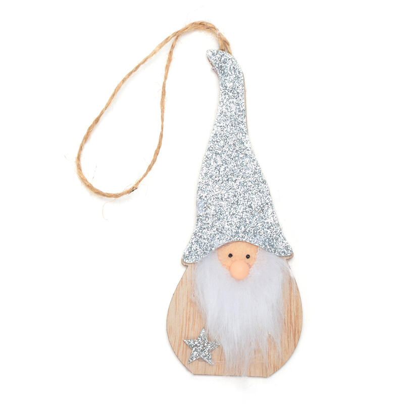 Weihnachtsfigur Hängen, Glitzermütze Holzwichtel zum Weihnachtshänger, Wichtel online Wichtel, mit günstig Dekohänger zum Dekofigur Hän bestellen silber,