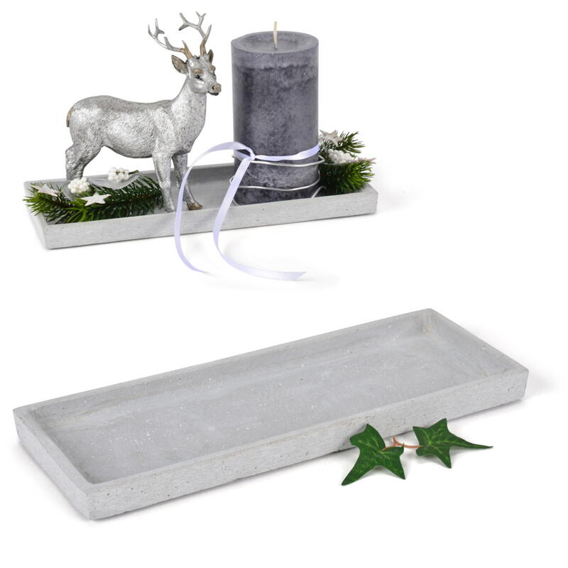 Dekoschale eckig, Teller, Kerzenteller, Zementdekoration, Deko-Teller, Kerzenständer, Tablett aus Zement