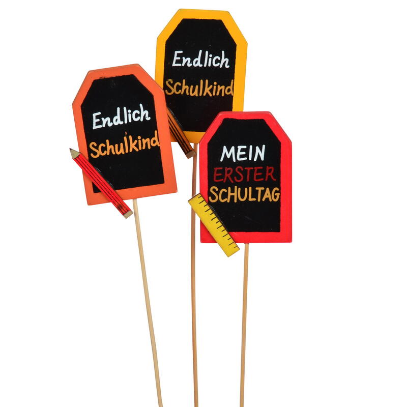 Dekostecker Einschulung, Mein erster Schultag, Endlich Schulkind, Holzstecker Schule