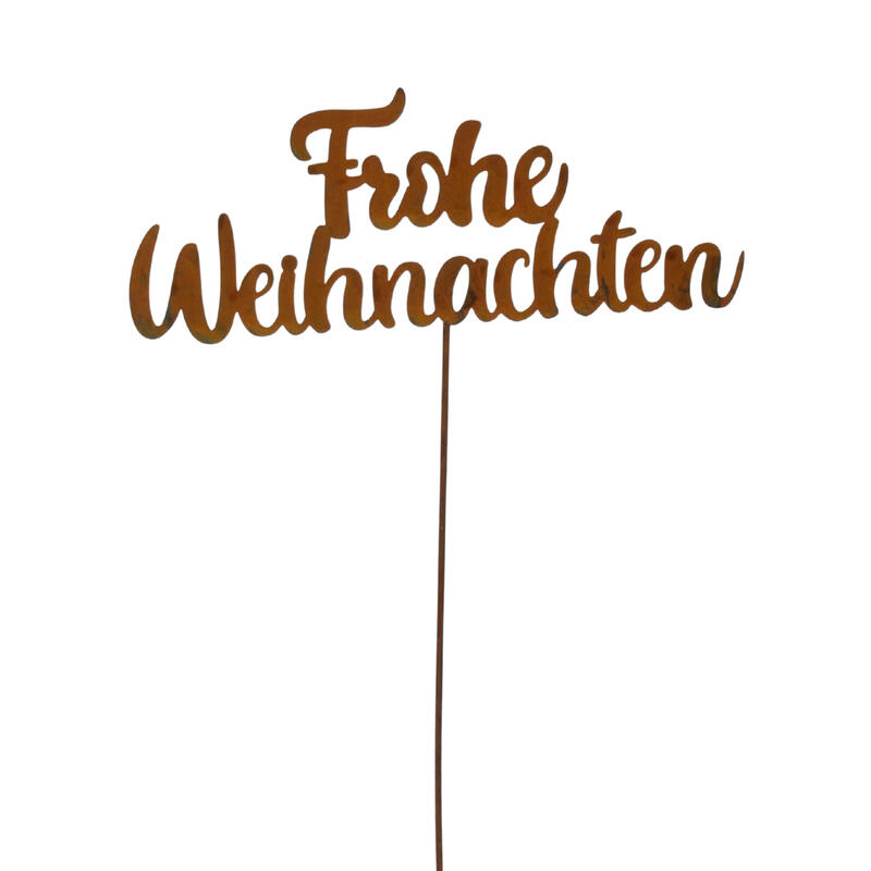 Frohe mit Dekostecker online Schriftzug, bestellen Stecker Gartenstecker, günstig Weihnachten, Roststecker, Blumenstecker, Weihnachsstecker