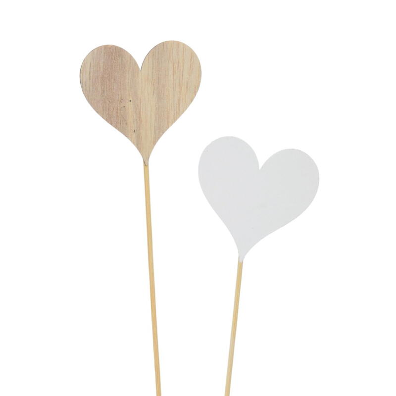 Dekostecker Herz, Herz am Stab, Blumenstecker, Herzstecker, Holzherz zum Stecken