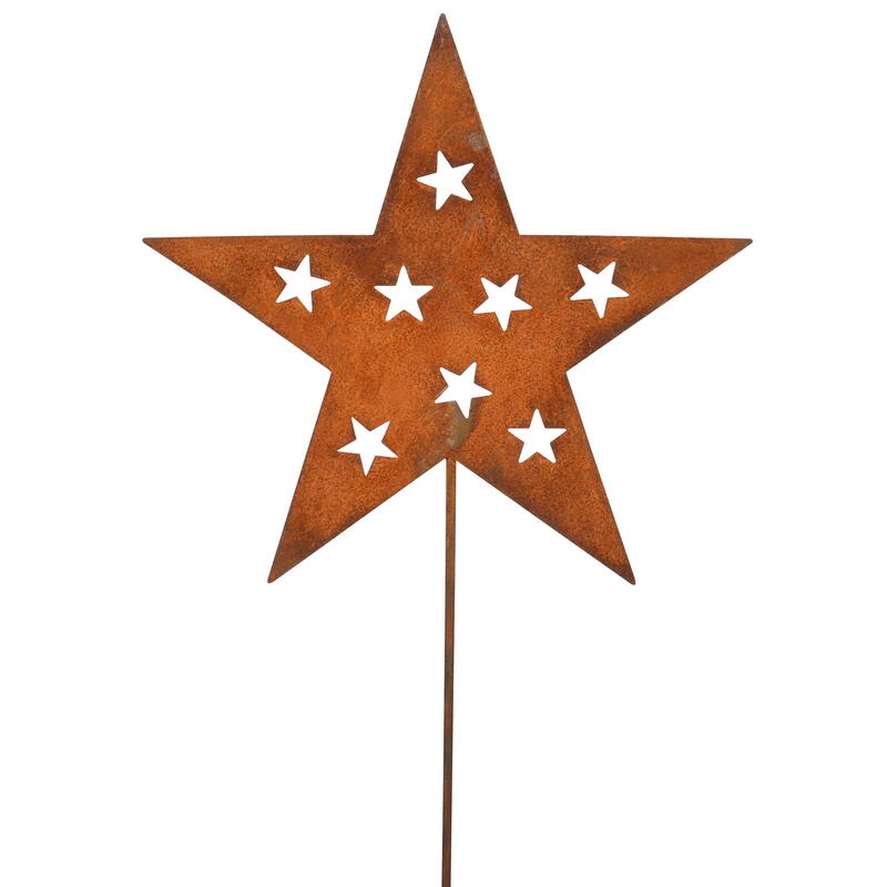 Dekostecker Stern aus Metall, Rost-Stern, Gartenstecker Stern, Weihnachtsdeko, Rostdeko, Edelrost   