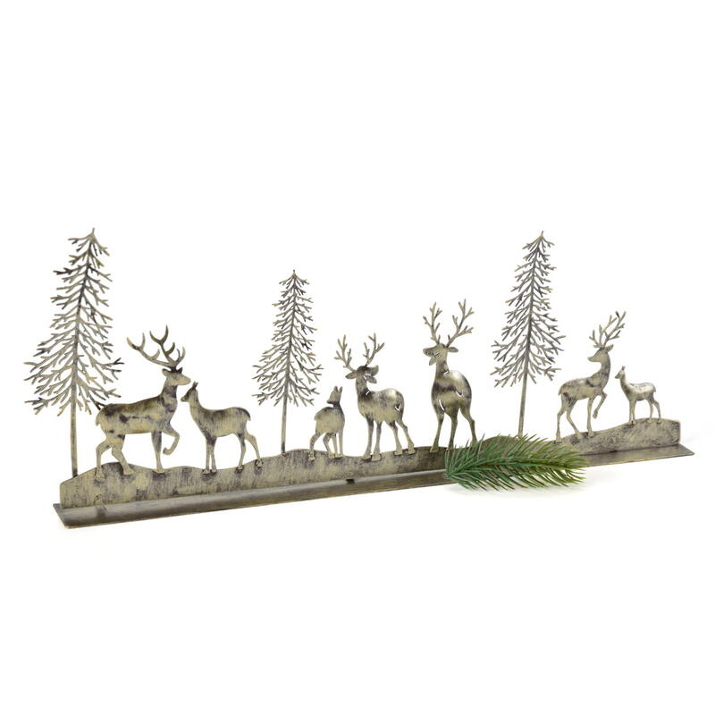 Dekozeile Wald Antigone, Metallzeile Wald, Aufsteller Metall Wald, Waldszene zum Stellen, Metalldeko,