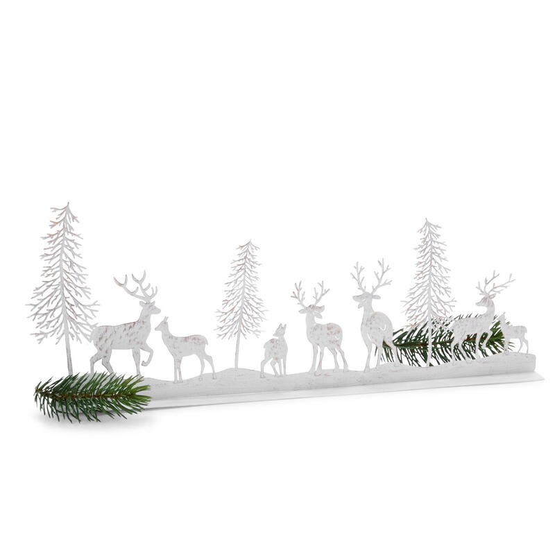 Dekozeile Wald Tabetto, Metallzeile Wald, Aufsteller Metall Wald, Waldszene zum Stellen, Metalldeko, Winterdeko