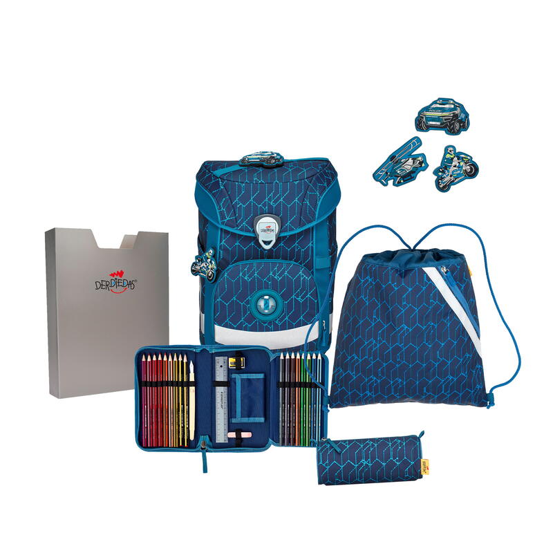 DerDieDas, Schulranzenset ErgoFlex Easy, 5-tlg. Blue Speed