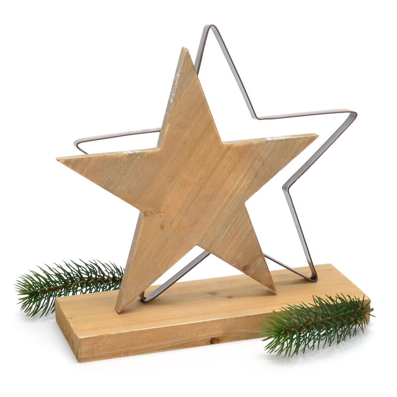 Doppelstern, Holzstern, Holz-Stern, Aufsteller Stern, Weihnachtsdeko