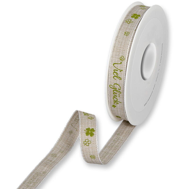 Druckband Viel Glck, Schleifenband, Geschenkband, Leinenband, Glckwunschband, Dekoband