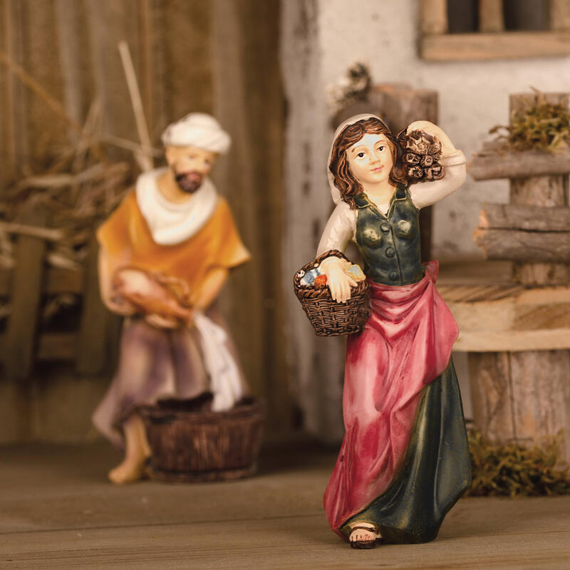 Einzelfigur de Johannes Krippe Magd mit Holzbündel, Krippenfiguren, Weihnachtskrippe