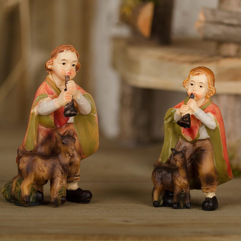 Einzelne Krippenfigur Junge mit Ziege, Mathiaskrippe, Weihnachtskrippe, Krippenfiguren,