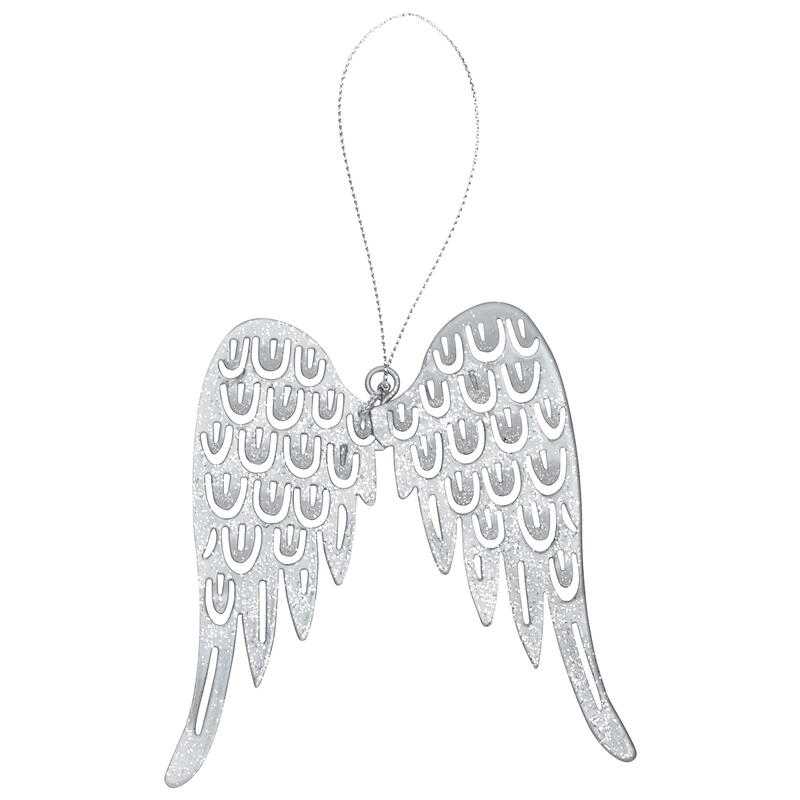 Engelsflgel mit Glitter silber, Weihnachtsdeko, Engel, Dekohnger Flgel, Flgelhnger