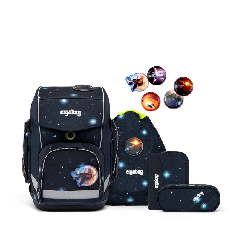 Ergobag cubo, Schulranzen-Set, 5-teilig, KoBrnikus - GALAXY GLOW Edition