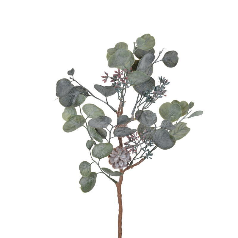 Eukalytpuszweig mit Zapfen, künstlicher Eukalyptus, Blattwerk künstlich, Seidenblume