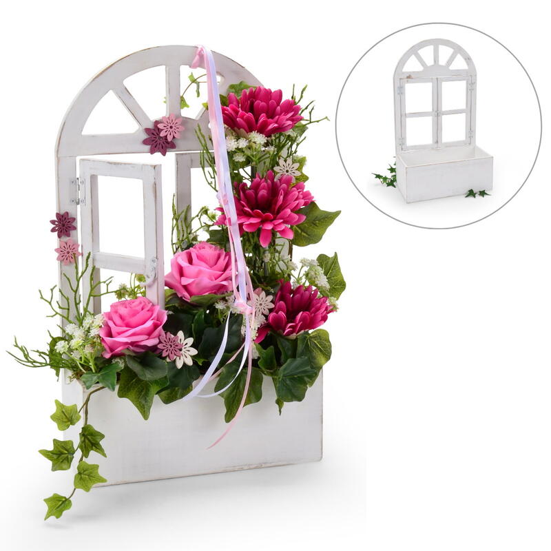 Fenster mit Pflanzkasten, Deko-Fenster zum Bepflanzen, Pflanz-Fenster, Holzfenster mit Kiste, Wanddeko Fenster, Deko-Fensterr