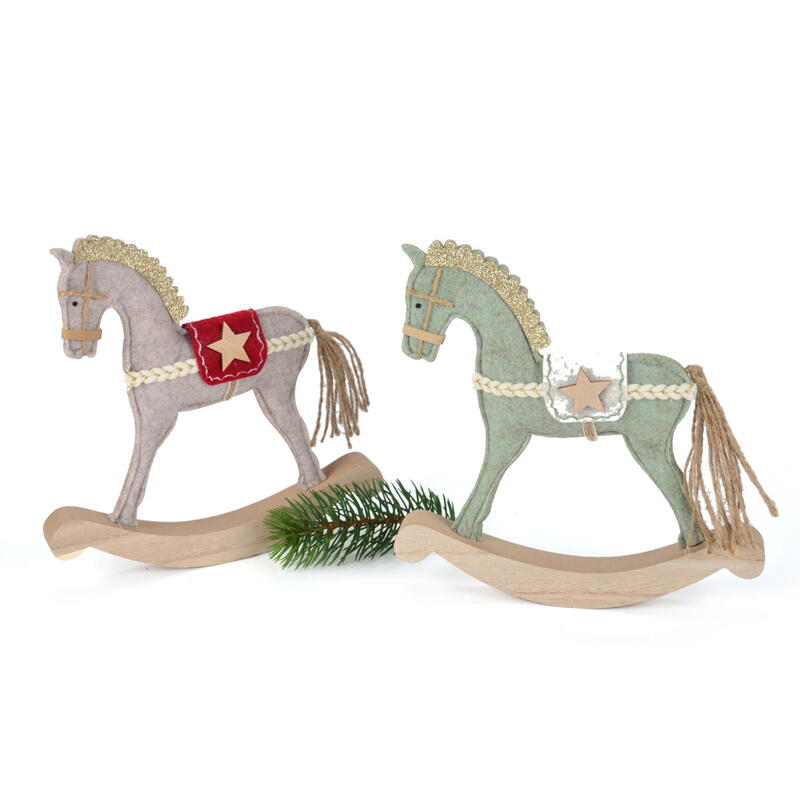 Filz-Schaukelpferd, Weihnachtsdeko, Schaukelpferd stehend, Stoffpferd, Pferd Deko