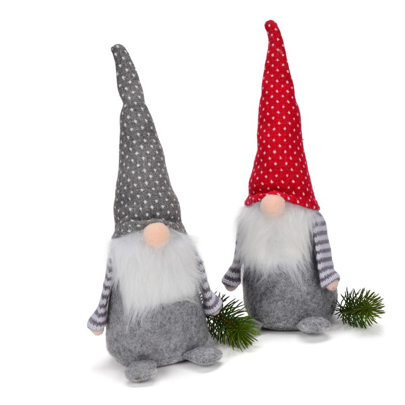 Wichtelmann mit Bart und Zipfelmütze 51 cm grau rot Filz Wichtel Deko Weihnacht 