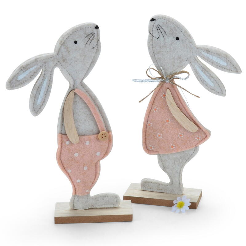 Filzhasen Bruno + Emma natur-pfirsich, Hasen, Osterhase, Osterdeko, Dekofigur Hase