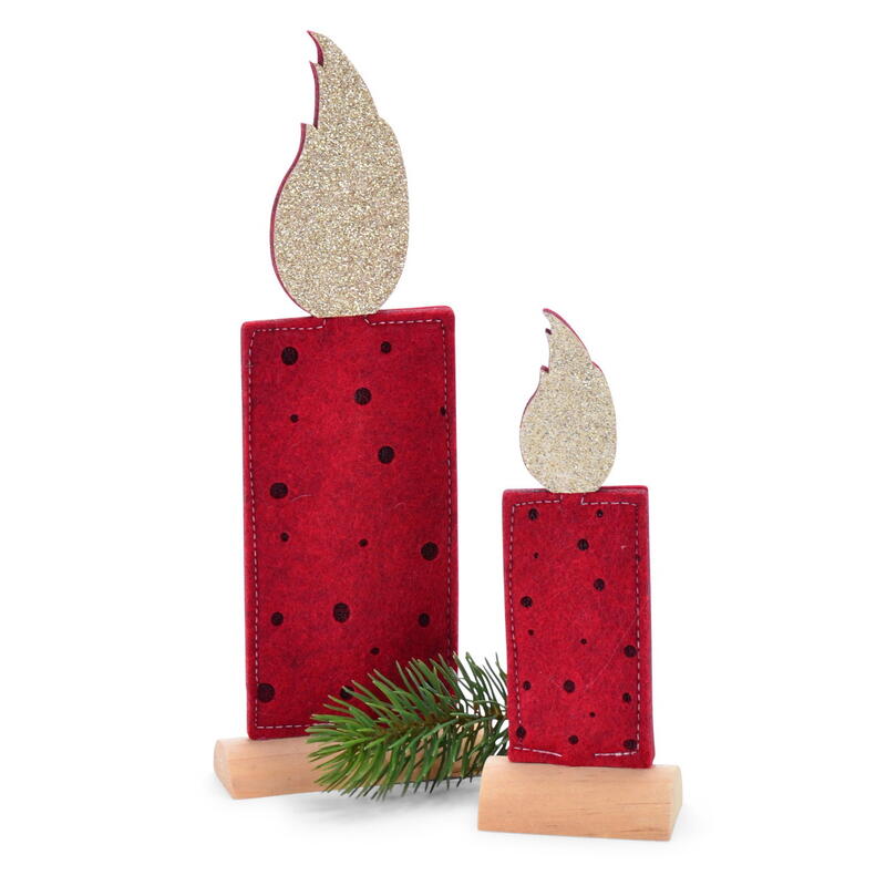 Filzkerze, Kerze aus Filz, Dekokerze, Weihnachtsdeko, Weihnachtskerze, Aufsteller Kerze