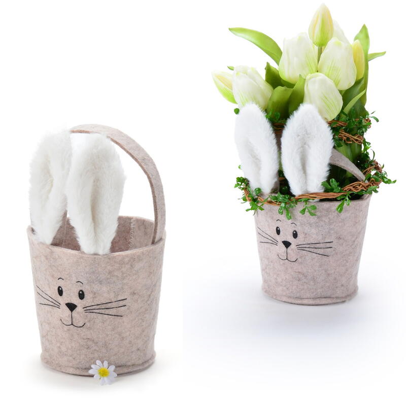 Filzkorb Hase, Hasenkorb, Osterdeko, Ostertopf, Dekotopf Osterhase, Filzhasen-Topf