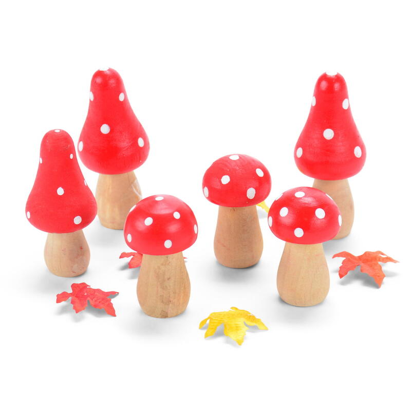 Fliegenpilz-Set, Holzpilz, Holzpilze, Deko-Pilz, Herbstdeko, Streuartikel Pilz, Pilze aus Holz