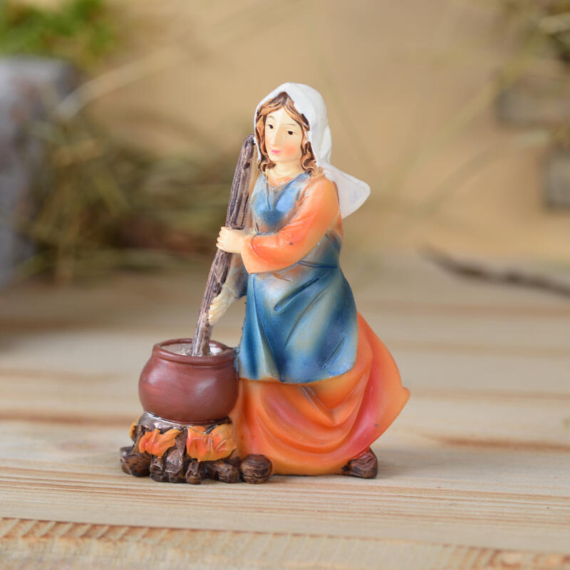 Frau am Feuer, Markus Krippe, Krippefiguren, Weihnachtskrippe, Weihnachsdeko, Zusatzfiguren Markus-Krippe