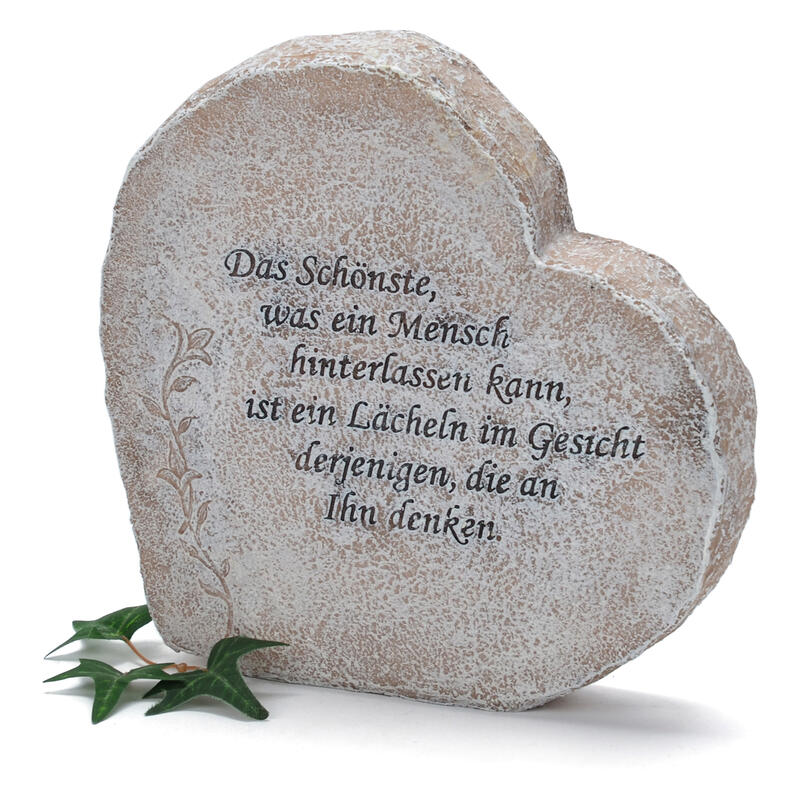 Gedenkstein mit Spruch, Herzstein, Trauerschmuck, Grabschmuck, Trauerstein