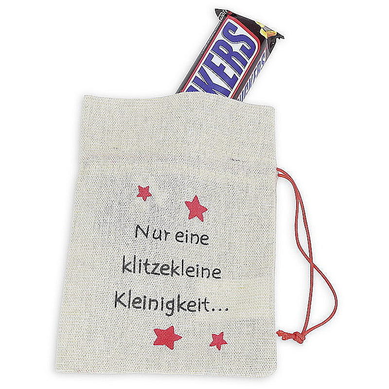 Geschenkbeutel Jute mit Spruch 'Nur eine klitzekleine Kleinigkeit', Jutesack, Weihnachtsdeko, Deko Weihnachten