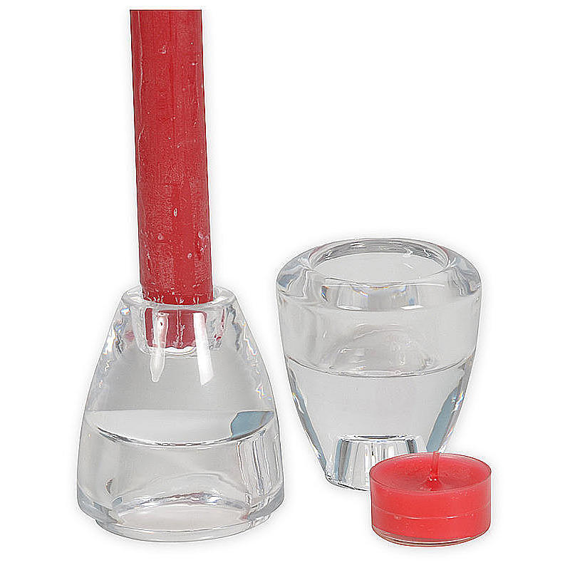 Glas-Kerzenhalter 2 in 1 fr Teelichte und Spitzkerzen