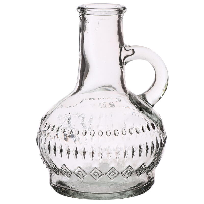 Glasflasche Lille, Glasvase, Blumenvase, Glasgefäß, Tischdeko, Vase klar, kleine Vase aus Glas mit Henkel