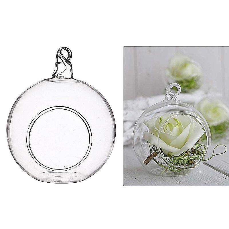 Glaskugel f�r Teelicht, Glaskugel mit �ffnung, Dekoglas, Baumschmuck, Dekokugel, Kugel mit Loch, Glaskugel zum Bef�llen