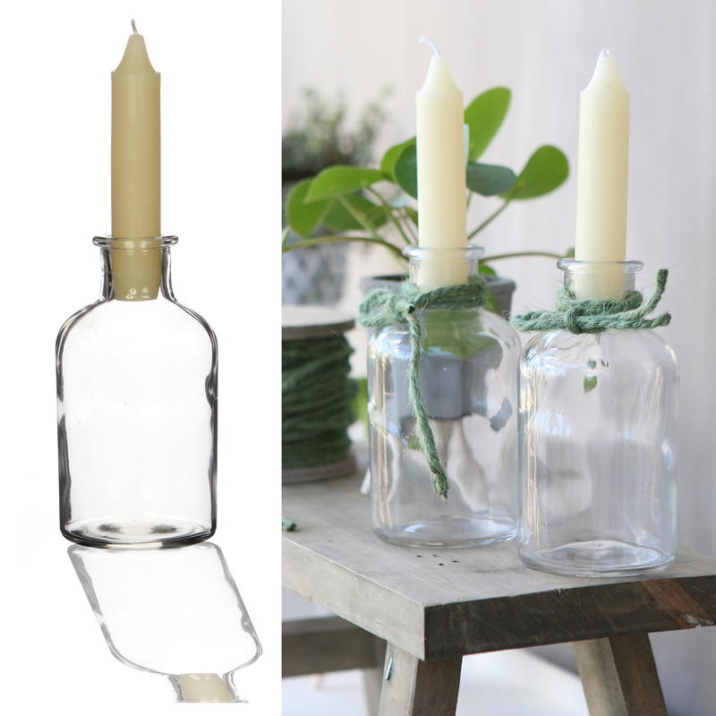 Glasvase Rundflasche, Kerzenstnder, Blumenvase, Glasflasche