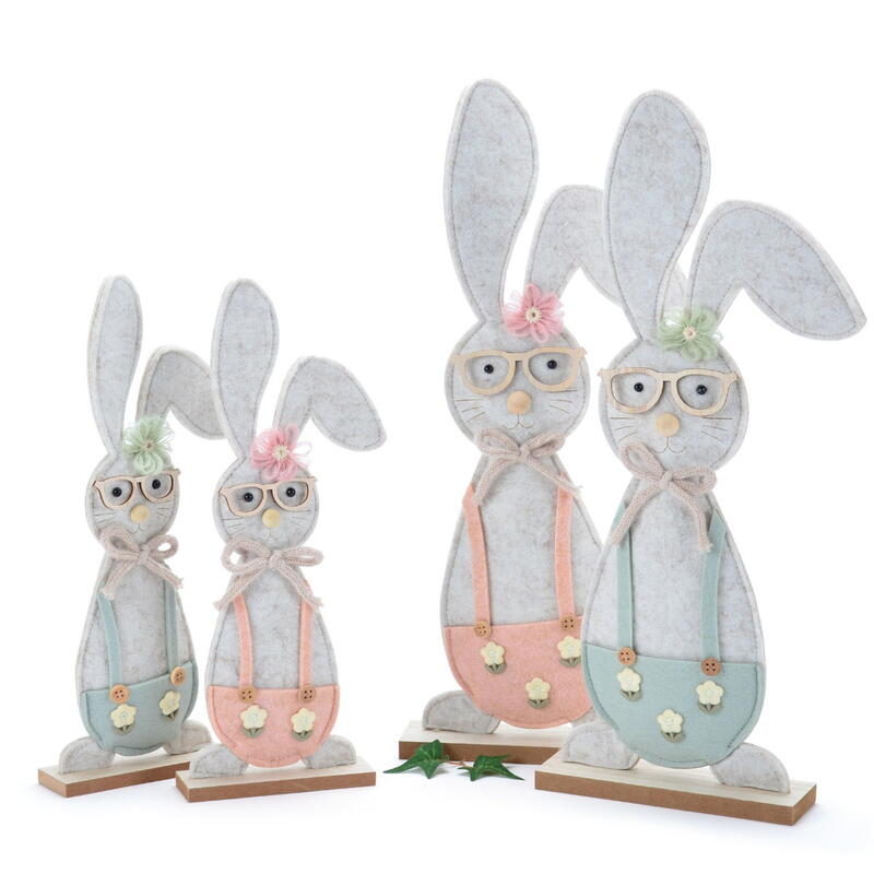 Hase Almerino mit Brille, Osterhase, Osterdeko, Dekohase, Filzhase, Hasenfigur Ostern, Hase mit Brille aus Filz
