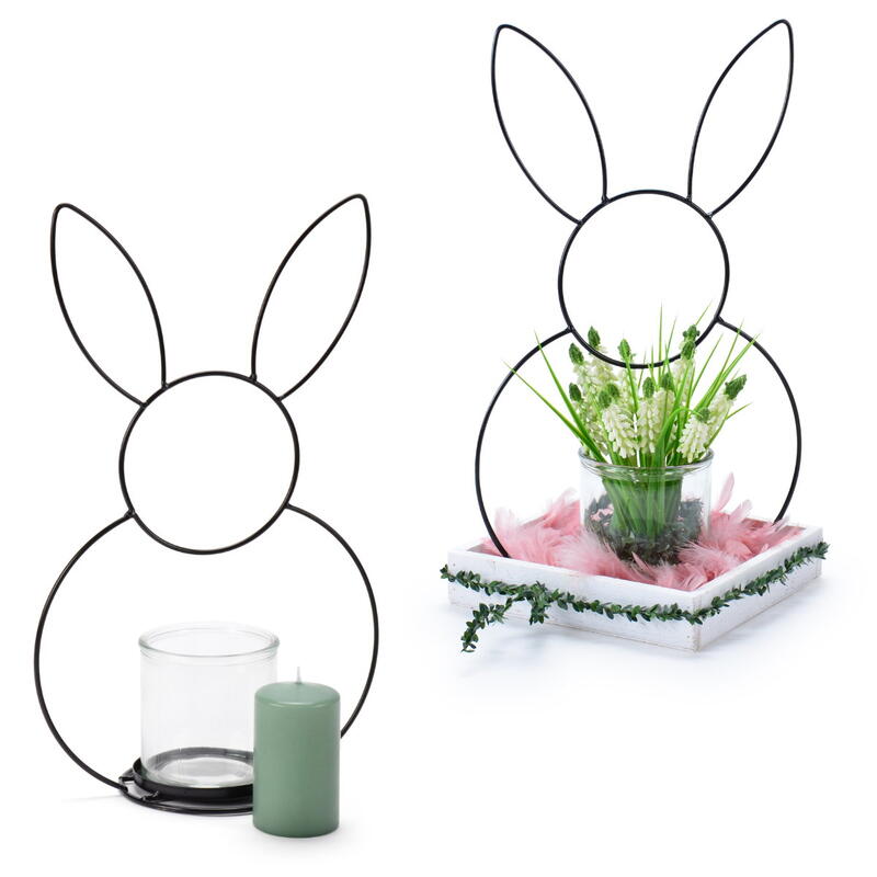 Hase, Metallhase, Windlicht, Metallhase mit Windlicht, Ostern, Osterdekoration, Metalldekoration, Kerzenhalter, Teelichthal