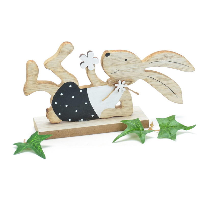 Hase Richie liegend aus Holz, Osterhase, Osterdeko, Holzhase