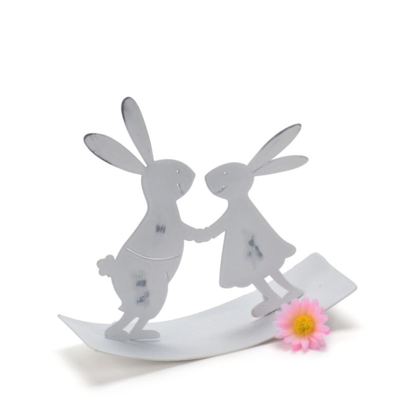 Hasen auf Wippe, Osterhase, Hasen, Metallhasen, Dekohasen, Osterdeko 