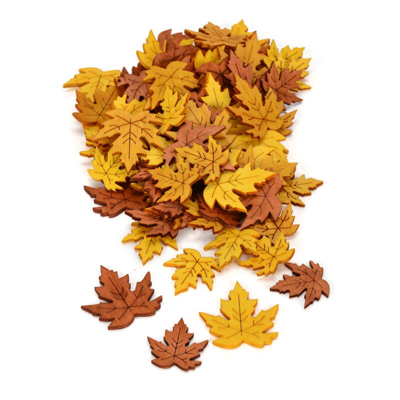 Herbstblätter aus Holz, Streudeko, Streuartikel Ahornblatt, Herbstdeko