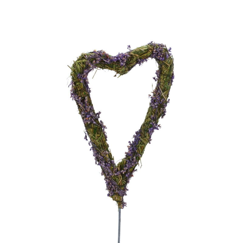 Heu/Lavendel-Herz-Stecker, Lavendelherz, Dekostecker Herz, Stecker Heu-Lavendel-Herz, Herzstecker