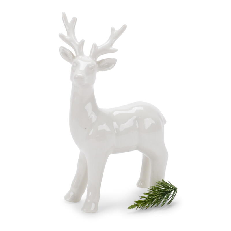 Hirsch Wallis Porzellan wei, Dekofigur Hirsch, Porzellanhirsch, Deko-Hirsch, Elch , Winterdeko, Weihnachtsdeko