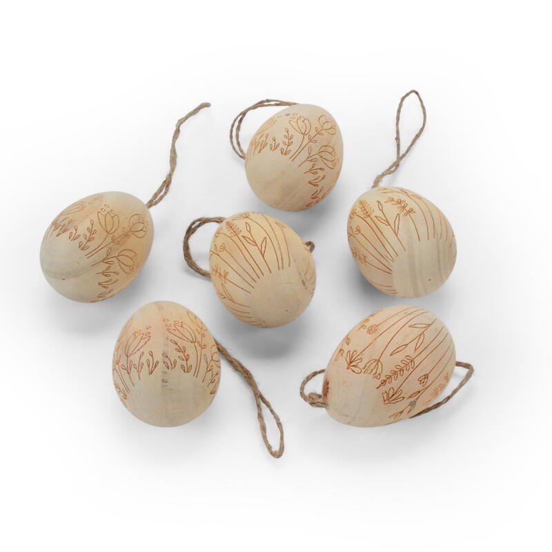 Holz-Eier mit Motiv, Ostereier zum H�ngen, Holzei-H�nger, Osterdeko, Ostereier-Set 