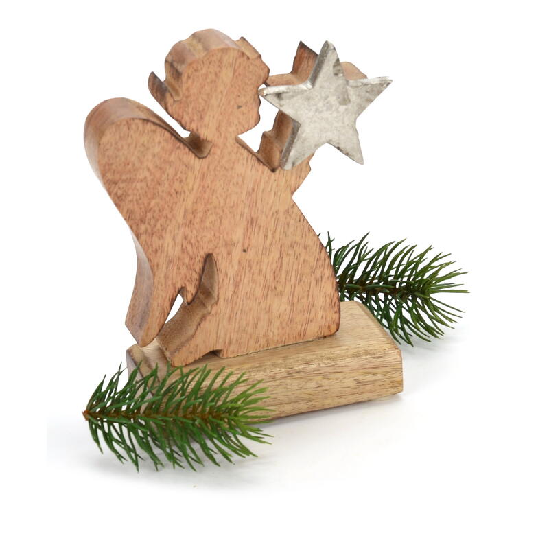 Holz-Engel mit Stern, Engel, Weihnachtsdeko, Weihnachtsengel
