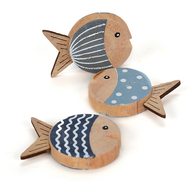 TISCHDEKO KOMMUNION  ! 32 STÜCK DEKO FISCHE AUS HOLZ 3 cm MARITIME DEKO 