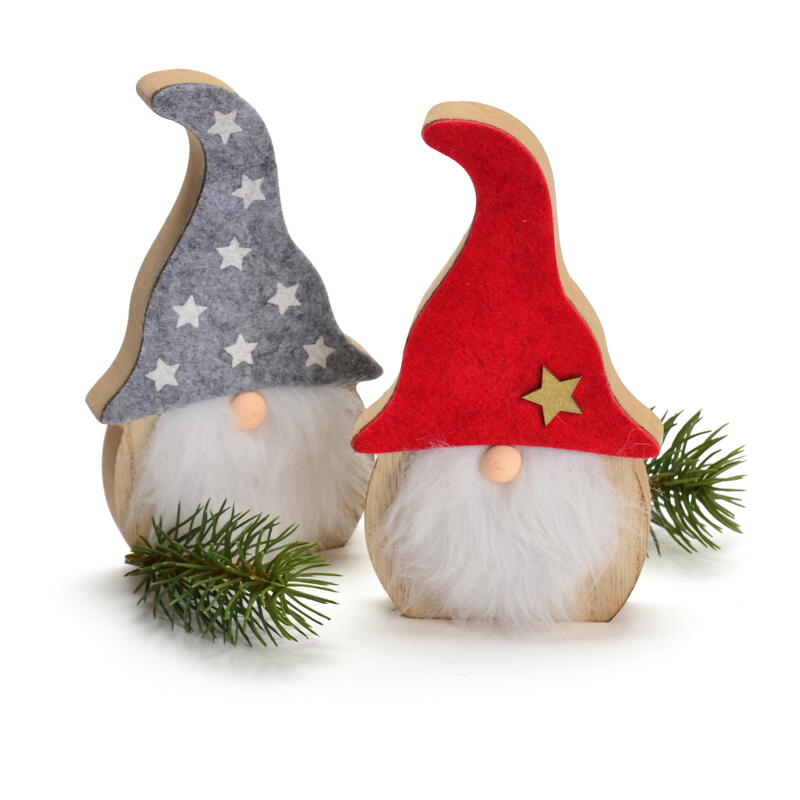 Holz-Wichtel rot-weiß, Weihnachtsdeko, Holzwichtel, Wichtelfigur, Dekofigur Wichtel