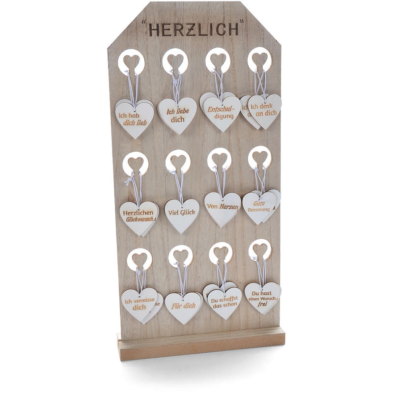 Holzaufsteller mit Herzen, Holzherzen, Dekohnger Herz, Geschenkhnger Herz, Wunschherz